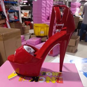 Laijianjinxia PU Sandalen 15 cm/6inches Upper Fashion Sexy Exotic High Heel Platform Party Pal Pole Dance Shoes H028 7569