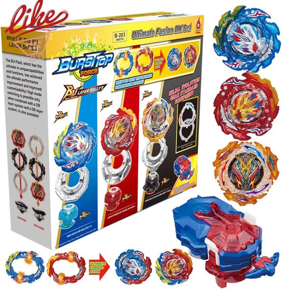 Laike BU Bey B203 Ultimate Fusion DX ensemble 3 pièces toupie avec boîte de lancement personnalisée jouets pour enfants 231229