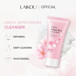 Laikou Japan Sakura mousse nettoyant fleurs de cerisier Contrôle de l'huile de lavage éclaircissant les soins de la peau 50g 240515