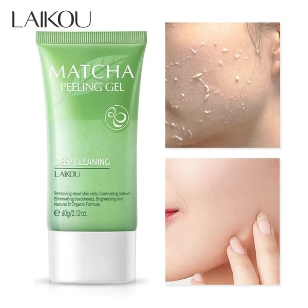 Laikou Matcha exfoliante de pelado gel de limpieza profunda de la cara del matorral hidratante reparación nutritiva matrimonio de la cara del cuidado de la piel 60g