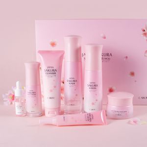 LAIKOU Sakura Kit ensembles de soins de la peau hydratant et réduisant les ridules produit nettoyant les pores 7 pièces/ensemble