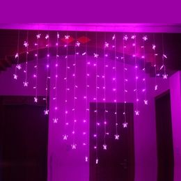LAIMAIK 2M 124 LED Gordijn String Garland Romantische Fee Licht Tuin Party Kerstverlichting Buiten Bruiloft Decoratie voor Thuis 201201