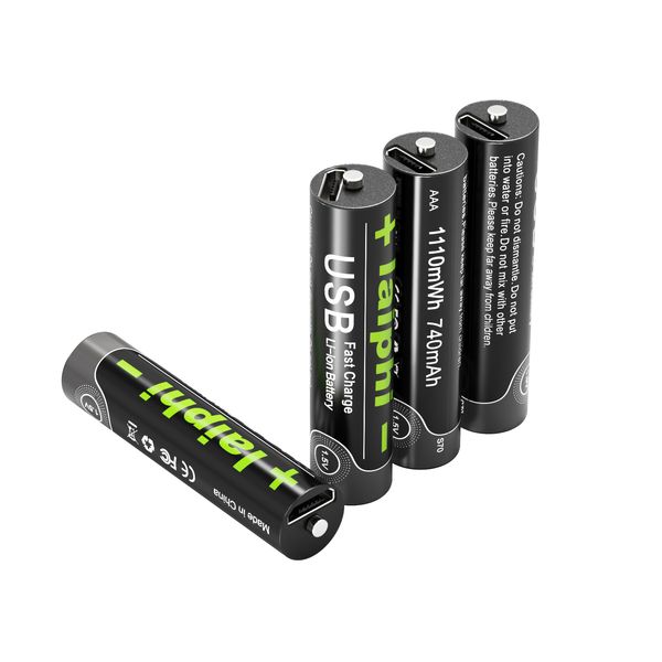 Laiphi 1110mwh Pilas USB Batterie rechargeable USB 1.5 V AAA LI-Polymer 4-en-1 Câble de charge 1200 cycle, fabricant Ventes directes