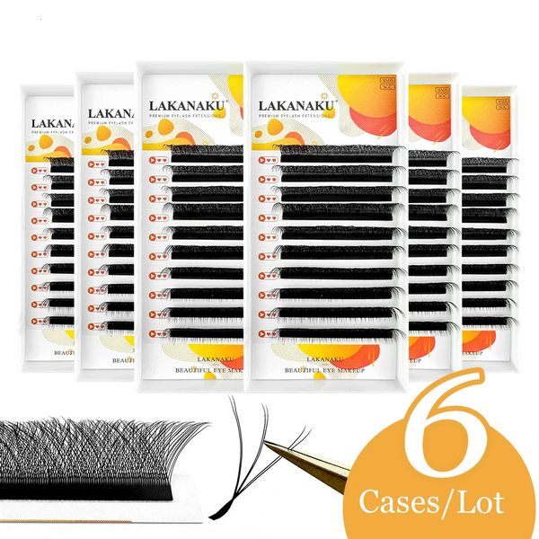 Lakanaku 6d W Forma FALSA W Evelasas Extensiones 6d Volumen de volumen prefabricado 6 bandejas Cilios 6d W Saper Pests de maquillaje natural Fans 231227