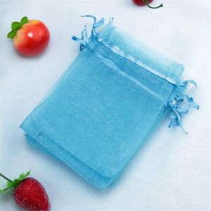 Lake Blue Bolsas Organza Trekkoordzakjes Sieraden Feest Kleine Bruiloft Gunst Geschenkzakje Verpakking Geschenk Snoepverpakking Vierkant 5X7cm 2X2 303S