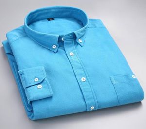 Lac Blue Color Cordur Buttondown Collar Business Men Solid Men de robe Shirts Automne Hiver à manches longues Shirts Men Clothing1161662