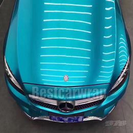 Meerblauw Glans Metallic Vinyl Wrap Voor Auto Wrap Met Luchtbel Parel blauw snoep Auto styling Voertuig boot bekleding Size1 52250T