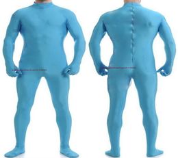 Lac bleu lycra spandex men039s costume de costume arrière zipper hommes sexy costumes de costumes unisexes