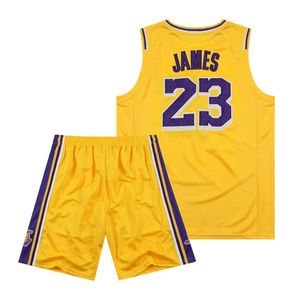 Lakers James Jersey met ronde hals en borduursel Geel Paars Wit Zwart Tanktop Basketbalshirt Sportpak Heren