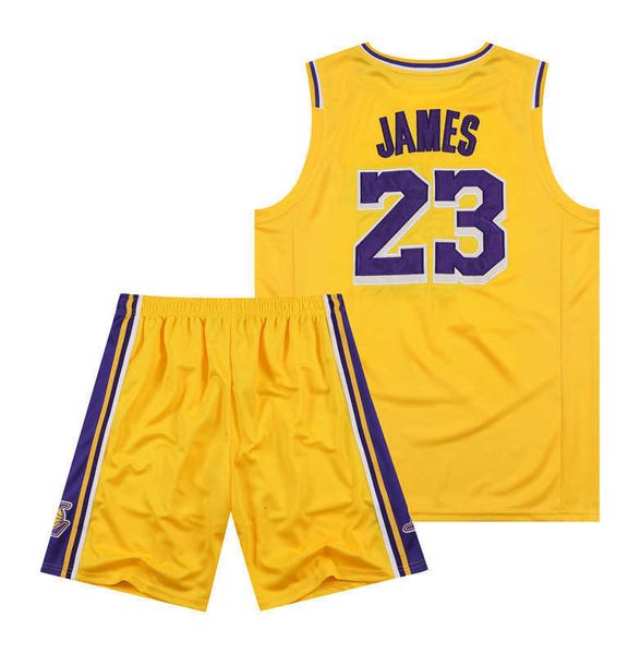 Lakers James Jersey bordado con cuello redondo Amarillo Púrpura Blanco Negro Camiseta sin mangas Camiseta de baloncesto Traje deportivo Hombres