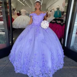 Lalic-Vestidos de quinceañera con hombros descubiertos, Apliques de encaje florales, 15 Vestidos de fiesta de noche hechos a mano, 16 Vestidos de flores