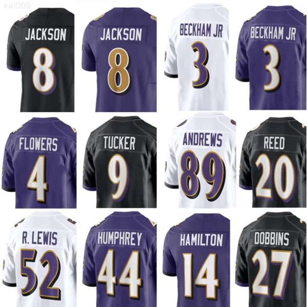 Lamar Jackson Mark Andrews J.K. Dobbins Marlon Humphrey Odell Beckham Jr. Justin Tucker Kyle Hamilton Hombres Mujeres Jóvenes Camisetas de fútbol personalizadas