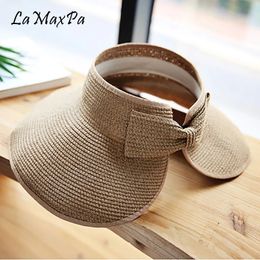 Lamaxpa dames zomer vizieren hoed opvouwbare zon hoed brede grote rand hoeden straw hat chapeau femme strand UV Protection Cap 240425