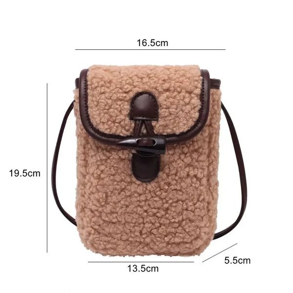 Sacs à main en poils d'agneau pour téléphone portable, sac à bandoulière d'hiver en peluche Super Air pour dames, sac à bandoulière en laine à la mode 240304