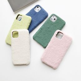 Funda de teléfono de lana de cordero para iphone 12 Pro Max, funda protectora a prueba de golpes a la moda para iphone Xs 11 8 7 Plus