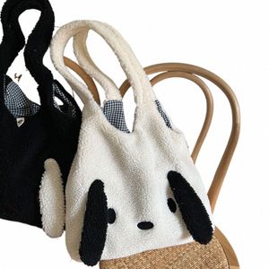 Lambwool Sacs d'épaule en peluche moelleux pour femmes drôles de chiot drôle Sacs de boutique femelles sacs de fourre-tout mignon de grande capacité sac Menger G5xo #