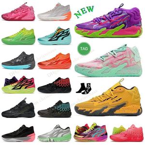 LaMelo Ball MB.01 03 02 Rick et Morty Queen City Pas d'ici Red Blast Iridescent Noir Blanc Oreo Porsche Toxic Adventures Digital Camo Green Gecko Chaussures de basket-ball