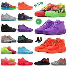 Lamelo Balschoenen Mb.01 Lo Basketbalschoen 1of1 City Red Blast City Galaxy Sky Blue Unc Iriserend