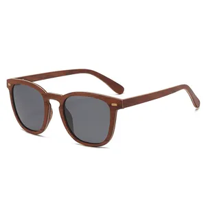 Gafas de sol de ébano de pera retro de madera polarizadas de alta definición universales anti-UV400 de moda de madera laminada para hombres y mujeres