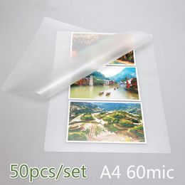 Laminator Hot 50pcs / lot 60 micro A4 Film de plastifin thermique Pet pour photo / fichiers / carte / photo laminage rouleau chaud packs de froids papier laminateur