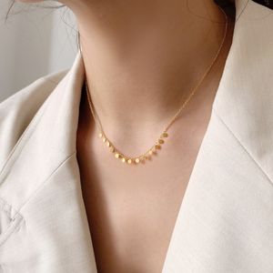 Lamoen 925 zilveren choker ketting voor vrouwen kleine wafer minimale dunne ketting 14 k vergulde fijne sieraden ketting Koreaanse LMNI136 Q0531