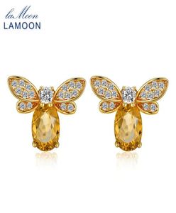 Lamoon Bee 5x7mm 1CT 100 Natuurlijke citrien 925 Sterlingsilverjewelry Stud Earring S925 LMEI041 Y18929057168436