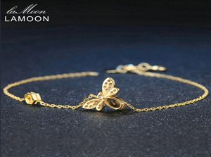 Lamoon Cute Bee 925 Sterling Silver Bracelet Woman Love Citrine Gemstones Sieraden 14K Gold Ploated Designer Jewellery LMHI002 CX2007966995