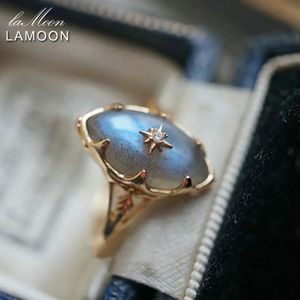 LAMOON pierre précieuse Labradorite bague pour femmes pierre naturelle 925 argent Sterling or Vermeil bijoux mystérieux ciel Vintage bague 240109