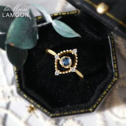 LAMOON anneaux de pierre de lune naturelle pour femmes bague de pierres précieuses en argent sterling 925 plaqué or K accessoires de mariage vintage RI053 240313