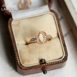 Lamoon Vintage Luxury Opal Anneaux pour femme Synthesis Opal 925 Sterling Silver K Gold Plaqué Oct Birthday Brithday Gift RI193 240515