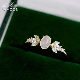 LAMOON Vintage naturel opale anneaux pour femmes topaze péridot pierre gemme anneau forêt elfe anneau 925 en argent sterling plaqué or bijoux 240109
