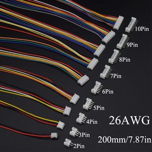 Bases de lámpara 10 juegos Mini Micro JST 2,0 PH conector macho hembra 2/3/4/5/6/7/8/9/10 pines enchufe con terminales Cables enchufe 200MM 26AWG