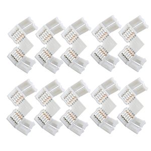 Bases de lampe 12MM de large, 5 broches en forme de L, connecteur sans soudure RGBW, connecteurs de bande LED à 90 degrés pour SMD 5050 2835 RGBWW