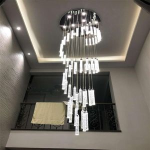 Lampe lustre lumière pour haut plafond entrée escaliers suspendus spirale longues lampes cristal escalier lustre suspendus Lights258d