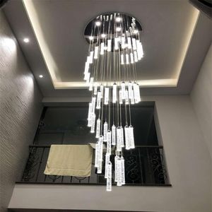 Lamp Kroonluchter Licht Voor Hoog Plafond Hal Trappen Opknoping Spiraal Lange Lampen Kristallen Trap Kroonluchter Opknoping Lights289U