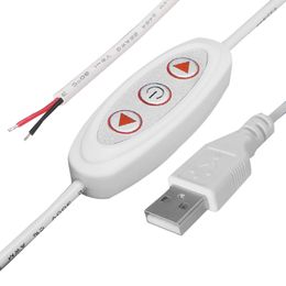 Gradateur de cordon de lampe Commutateur de gradateur de bande de LED Cordon d'extension USB DC 5V Gradation à 6 vitesses Câble d'alimentation à 3 boutons pour LED de couleur unique, Blanc