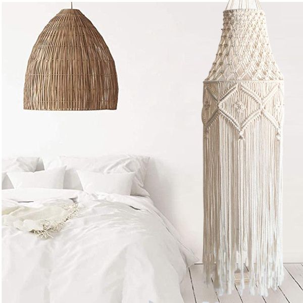 Lampe Couvre Nuances Ins Tapisserie Style Nordique Tissé À La Main Famille D'accueil Tenture Murale Chambre Blanc Lustre Abat-Jour Boho Décoration