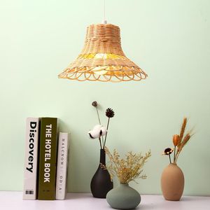 Lamp Covers Shades Rattan Lantern Lampenkap Hanger Natural Weven Rieten Kroonluchters Hand-Geweven met E27 Houder