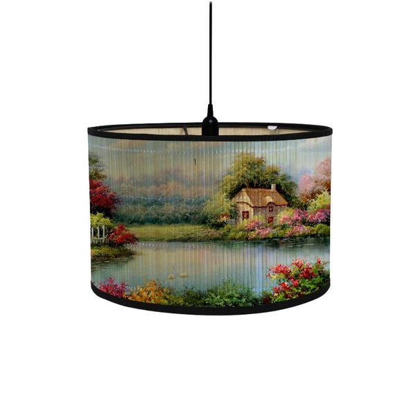 Couvre-lampes abat-jour produits en bambou Ustom, impression d'ombre, abat-jour de lustre de décoration de maison de Style rétro, artisanat d'éclairage