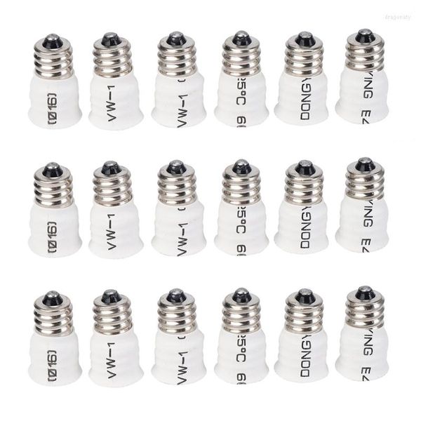 Suportes de lâmpada 18-Pack E12 a E14 Conversor de lâmpada branca LED Adaptador de suporte de luz Trocador de soquete de alta qualidade