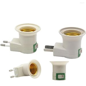 Portalámparas 1 Uds E27 luz LED macho tipo de base de enchufe a alimentación de CA 220V UE EE. UU. Soporte de enchufe adaptador de bombilla convertidor interruptor de botón de encendido/apagado