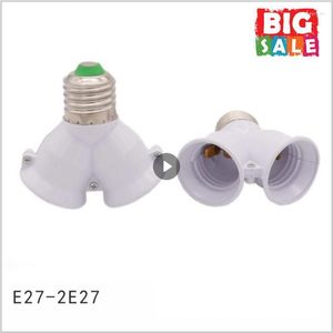 Portalámparas 2 en 1 Base de doble zócalo E27 a 2-E27 Extensor Divisor Convertidor Enchufe Halógeno Soporte de bombilla Adaptador de contacto de cobre