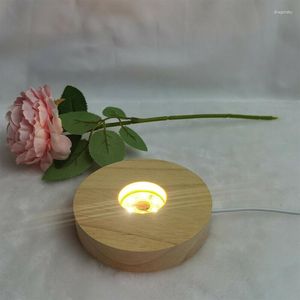 Supports de lampe 2023 support d'éclairage de boule de verre de cristal rotatif créatif Base de lumière LED en bois présentoir coloré multifonctionnel