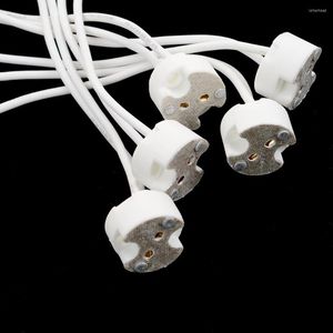 Portalámparas 5 piezas Mr11 Mr16 Gu5.3 G4 Conector de cable Bombillas LED halógenas Base de soporte de cerámica