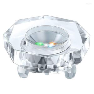 Supports de lampe Base de lumière LED en cristal multicolore Auto clignotant piédestal couleur présentoir plaque d'affichage éclairée avec surface supérieure plate