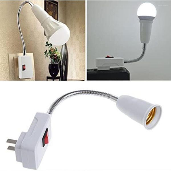 Supports de lampe E27 Base mur support Flexible courbure de lumière prise de Test Mobile ampoule adaptateur interrupteur en acier inoxydable