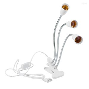 Lamphouders E27 Socket 3 kop flexibele lichtclip met aan/uit schakelaarhouder voor bureau -led plant kweekbollen basis