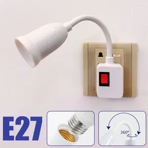 Lamphouders EU UK US Plug naar E27 Base Conversie Led Licht Muur Flexibele Houder Converter Met Schakelaar Hoofd Lamp socket 20 cm