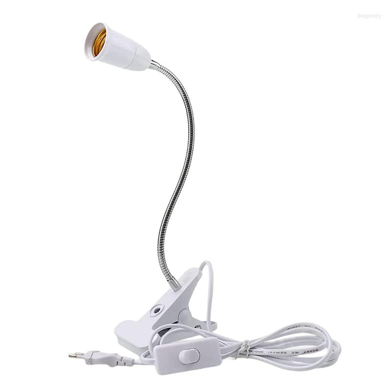 Portalámparas Clip de soporte E27 Socket LED Abrazadera de luz con cable de alimentación 360 grados Enchufe flexible de la UE