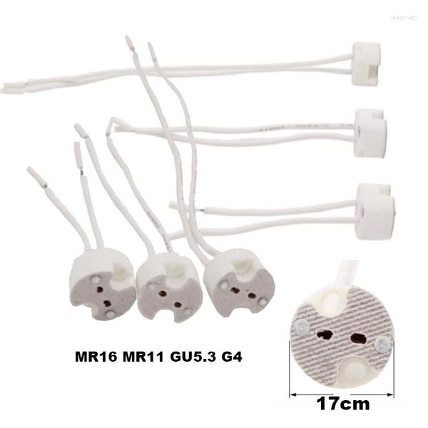 Supports de lampe MR16 MR11 GU5.3 G4 halogène LED support d'ampoules douille de Base adaptateur en céramique connecteur de fil